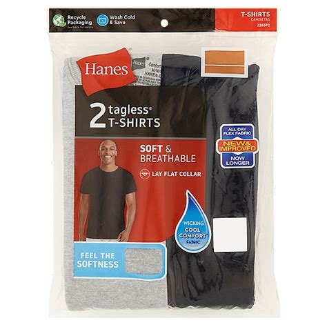 Hanes Men S Tagless T Shirts Assorted M 2 Count Shoprite