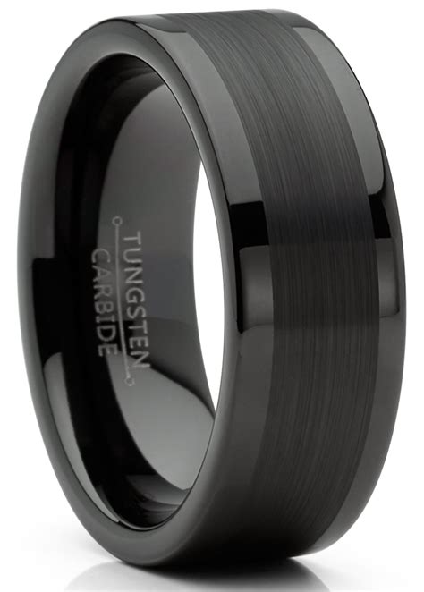 Mens Black Tungsten Red Dragon Ring Wedding Band Carbon Fiber Comfort Fit 8mm