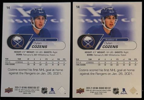 Upper Deck Nhl Rookies Box Set Dylan Cozens Buffalo