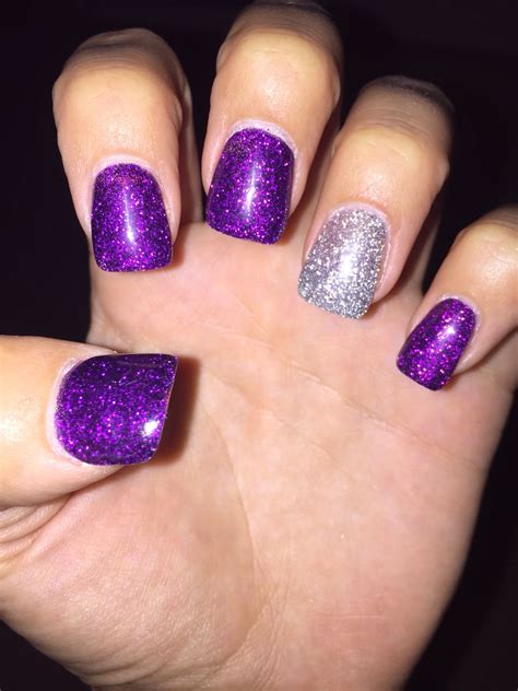 Purple And Silver Acrylic Purple And Silver Nails Purple Nails