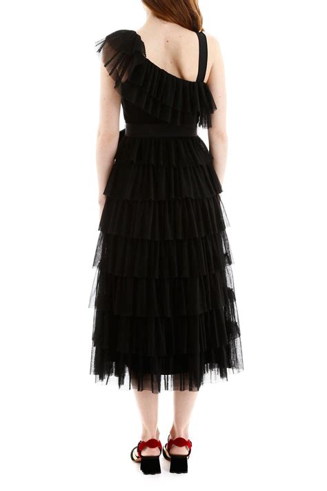 Red Valentino Ruffled Tulle Dress In Black Lyst