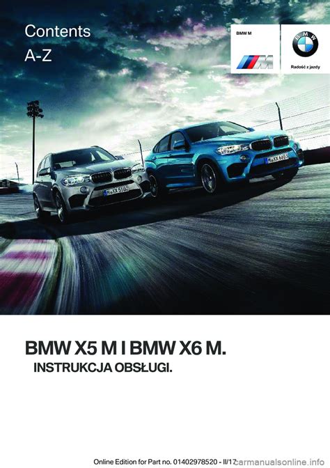 BMW X6 M 2017 Instrukcja obsługi in Polish 296 Pages