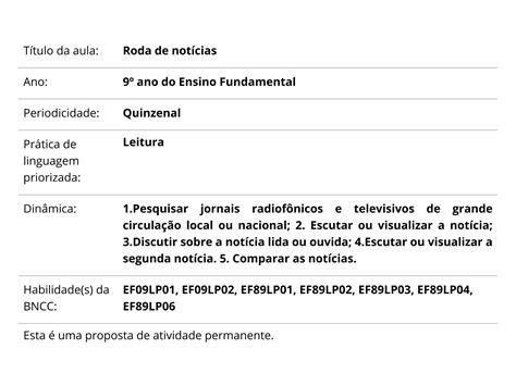 Roda De Notícias Planos De Aula 9º Ano Língua Portuguesa