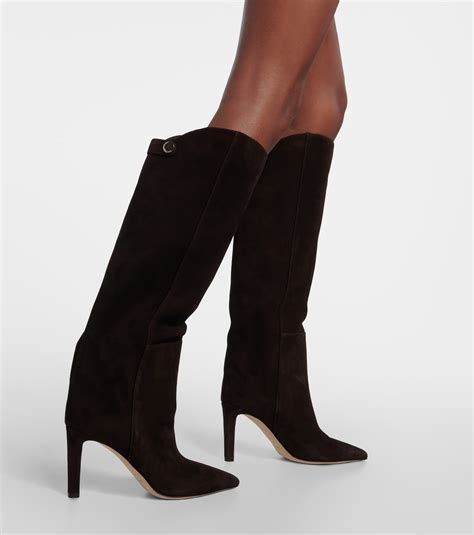 Alizze Suede Knee High Boots In Brown Jimmy Choo Mytheresa