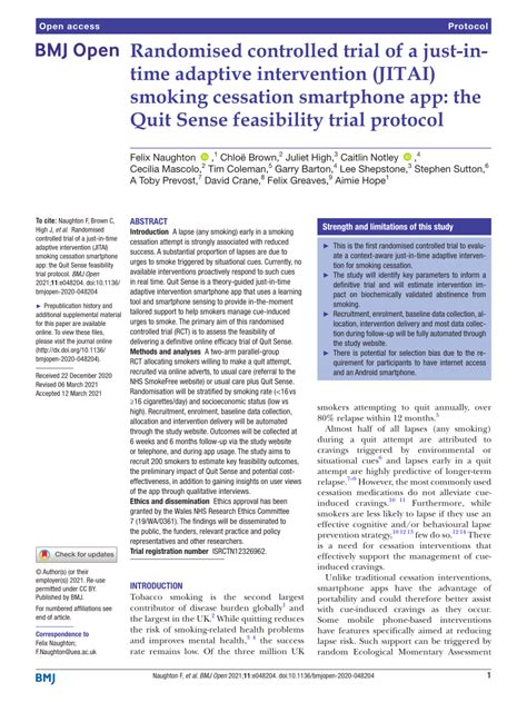 Pdf Randomised Controlled Trial Of A Just In Time Adaptive