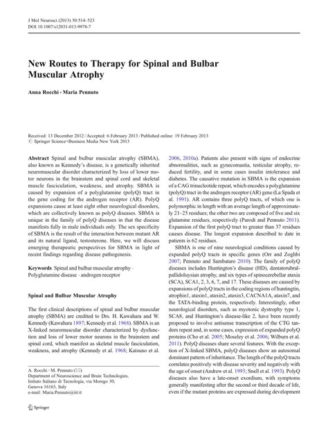 (PDF) New Routes to Therapy for Spinal and Bulbar Muscular Atrophy