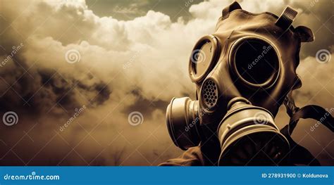 A Gas Mask Amidst a Cloud of Toxic Fumes, Illustrating the Dangers of Industrial Pollution ...