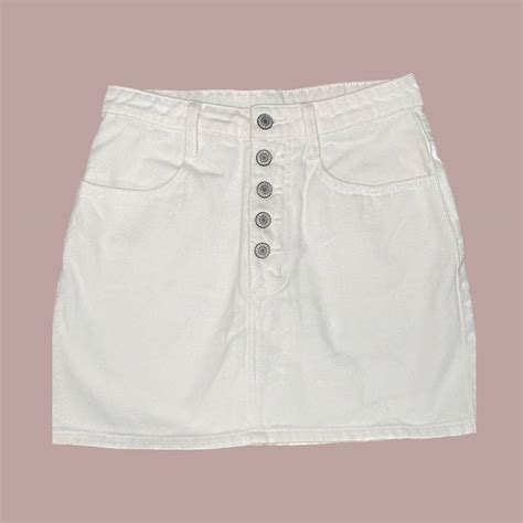 Brandy Melville J Galt White Denim Mini Skirt Button Fly Jean Skirt Grailed