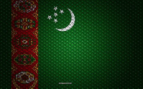 4k Free Download Flag Of Turkmenistan Creative Art Metal Mesh