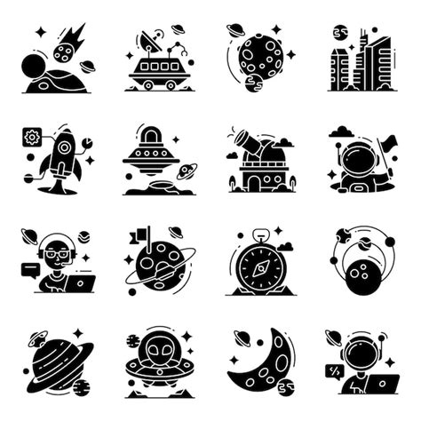 Pack De Iconos S Lidos De Astrolog A Vector Premium