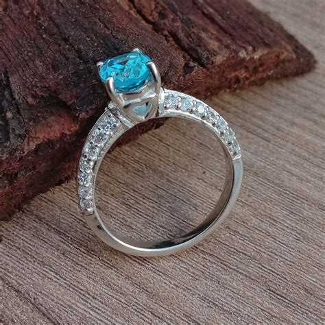 Swiss Blue Topaz Ring Sterling Silver 925 Handmade Etsy