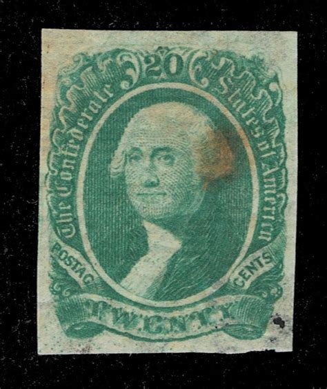 Genuine CSA Scott 13A F Vf Mint OG 1863 Yellow Green Archer Daly