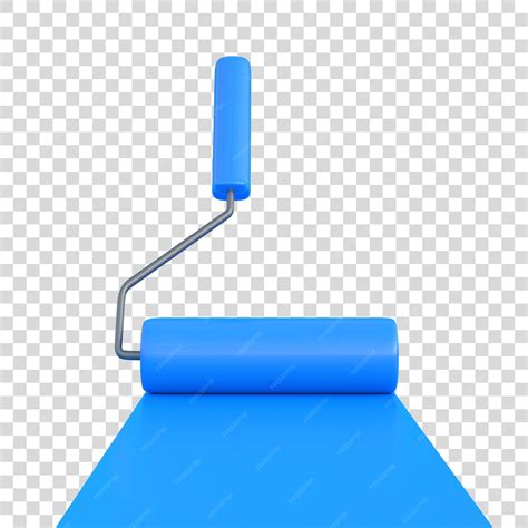 Premium PSD | Blue paint roller with color trail isolated on a white