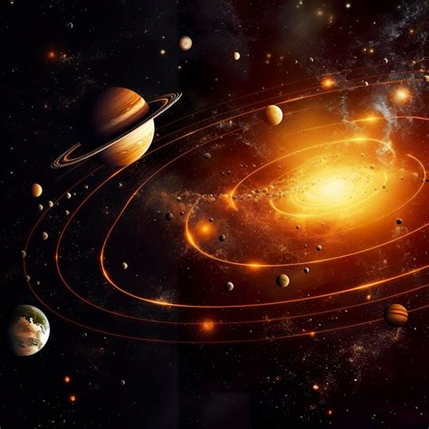 Premium Ai Image Our 3d Solar System With Planets In Orbits Path