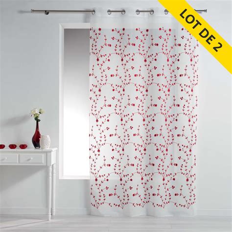 Lot De 2 Voilages A Oeillets 140x240 Voile Sable Brode Petite Fleur