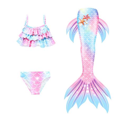 Girls Mermaid Tail Swimsuit Princess Cosplay Bikini For Beach Swimming Outlettrends Free