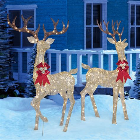 Indoor/Outdoor Christmas Reindeer Family - Set of 2 Bucks With 650 LED ...