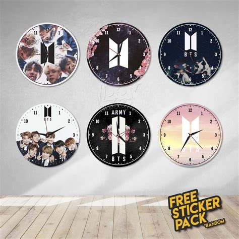 Jual Jam Dinding Motif Kayu Unik Artistik KPOP BTS SERIES 001