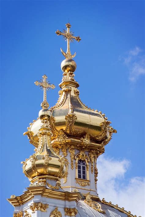 Golden Domes Of The Church Of St Peter And Paul At Peterhof Palace St