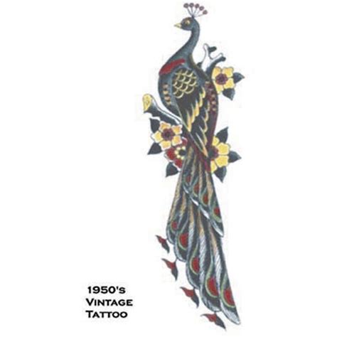 50s Vintage Peacock Tattoo Peacock Tattoo Vintage Tattoo Realistic Temporary Tattoos