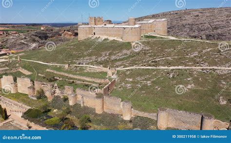 Drone View Of Castle Of Berlanga De Duero Province Of Soria Spain