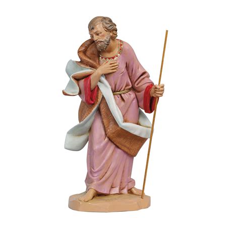 Statua San Giuseppe Dipinta A Mano Per Presepe Cm