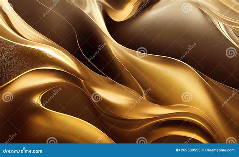 Abstract Gold And Brown Glossy Wallpaper Shiny Wavy Texture With