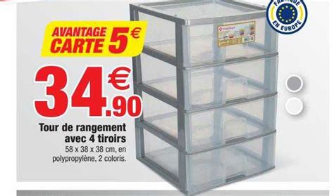 Promo Tour De Rangement Avec 4 Tiroirs Chez Bazarland ICatalogue Fr