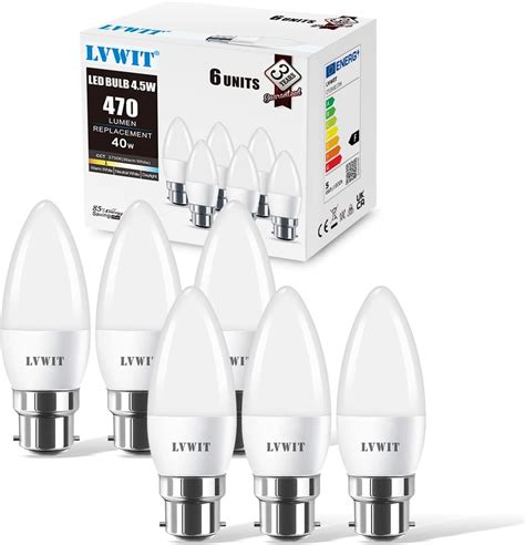 LVWIT B22 LED Bayonet Candle Bulbs 40W Equivalent Incandescent Bulbs 4