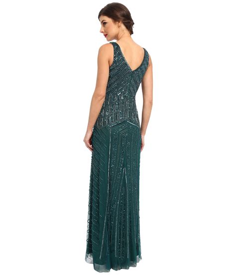 Adrianna Papell Long Beaded Dress In Green Lyst