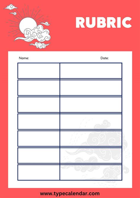 Downloadable Editable Blank Rubric Template Free Word Template