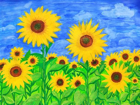 Sunflowers Acrylic Painting Painting by Sindhu Kumar - Pixels