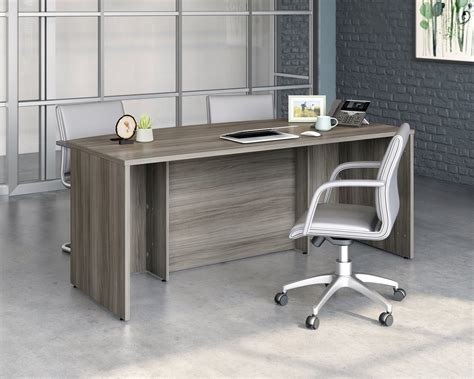 Sauder Affirm Engineered Wood Bowfront Executive Desk In Hudson Elm