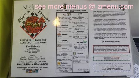 Online Menu Of Nicholas Pizza House Restaurant Torrington Connecticut