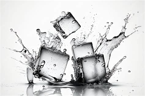 Premium Ai Image Ice Cubes With Water Splash Isolated On A White Backdrop Close Up