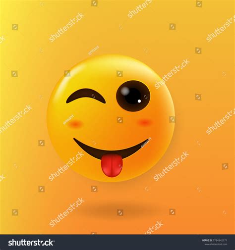 Cute Winking Face Tongue Emoji Fools Stock Vector Royalty Free