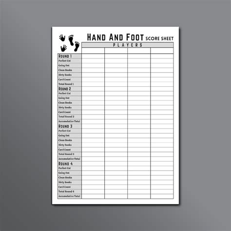 Hand And Foot Score Sheets Hand And Foot Card Game Score Sheets