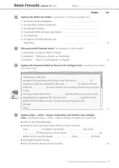Pdf Beste Freunde Test Beste Freunde Lektion Test Name Ordne