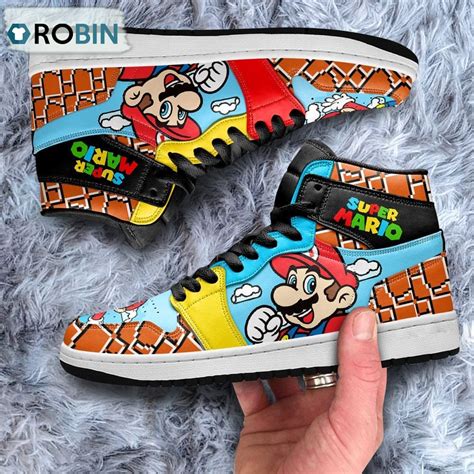 Super Mario Jordan 1 High Sneakers Custom For Gamer Robinplacefabrics