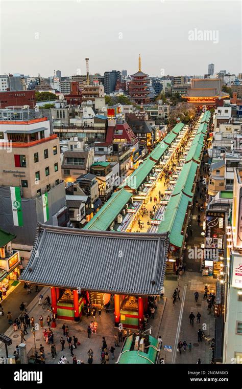 Tokyo Asakusa Shrine And Sensoji Temple At The End Of The Nakamise A