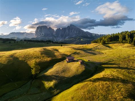 Sunrise on the Seiser Alm in the Dolomites mountains Stock Photo by ...