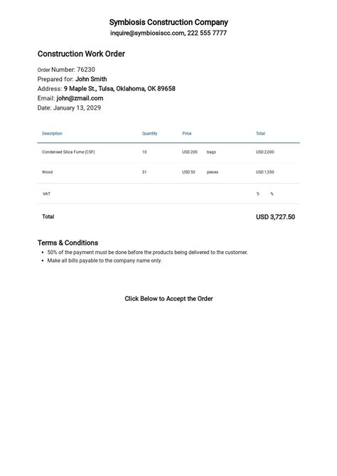 transport work order template  google docs google sheets excel