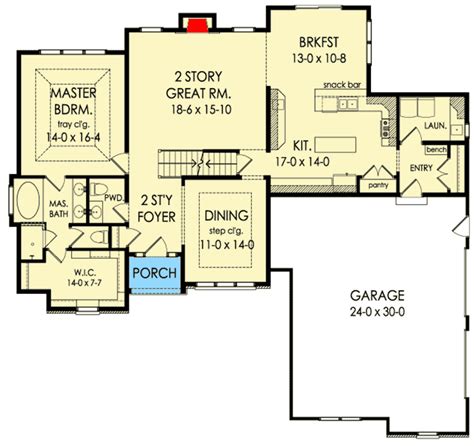 Traditional House Plan With First Floor Master 790037glv