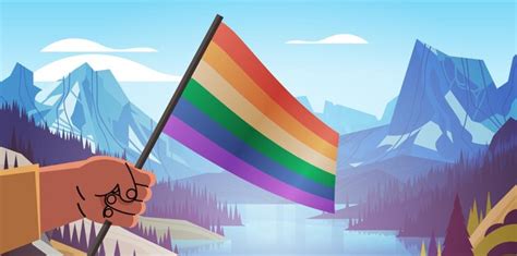 M O Humana Segurando A Bandeira Do Arco Ris Lgbt Gay L Sbica Amor Desfile Orgulho Festival