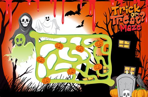 Maze game template in Halloween theme 6093669 Vector Art at Vecteezy