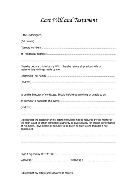 Free Printable Last Will And Testament Blank Forms Free Printable