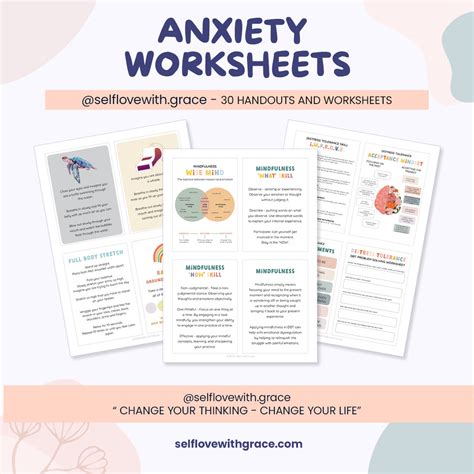 Anxiety worksheets bundle, therapy tools, therapy worksheets, anxiety ...