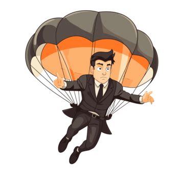 Mission Impossible Clipart Businessman Vector Flying With Parachute ...