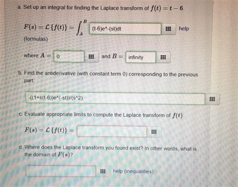 Solved A Set Up An Integral For Finding The Laplace Chegg