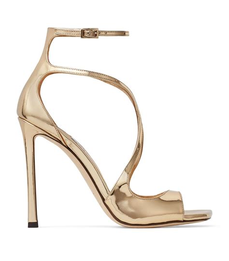 Womens Jimmy Choo Gold Azia Leather Sandals Harrods Uk